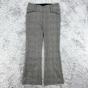 Alice + Olivia Pants Women's 4 Black/White Glen Plaid Houndstooth Wool Flare Leg